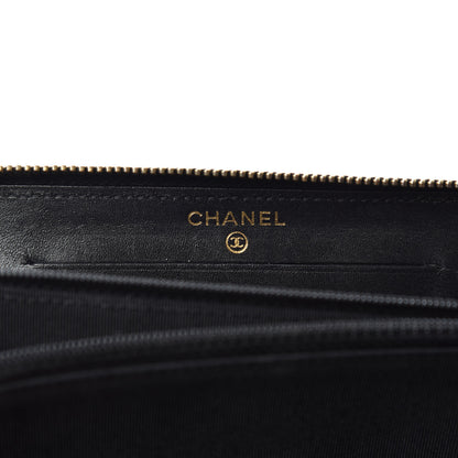 Chanel Calfskin Quilted Pixel Effect Medium Zip Around Wallet Black 6 of 8