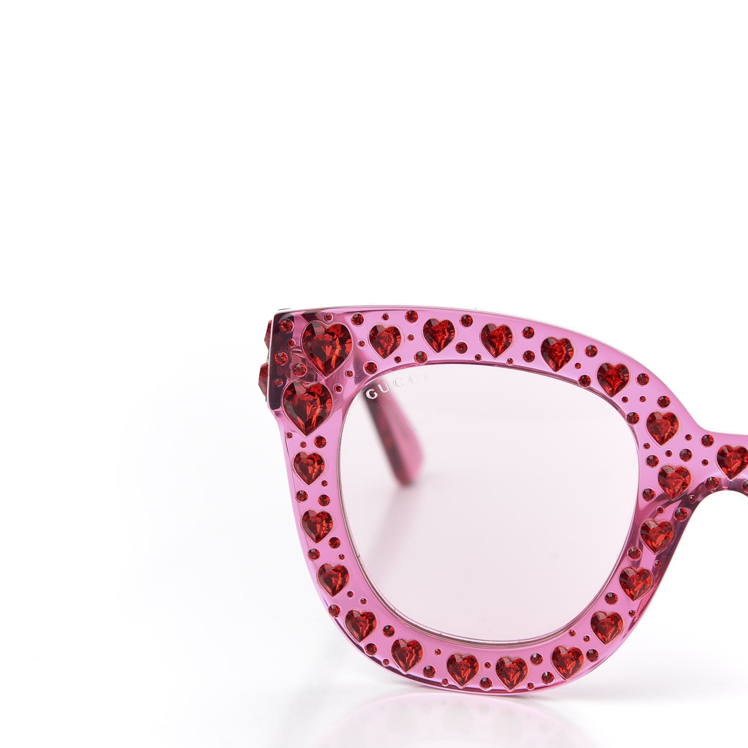 Gucci Acetate Crystal Heart GG0116S Sunglasses Fuchsia 7 of 8