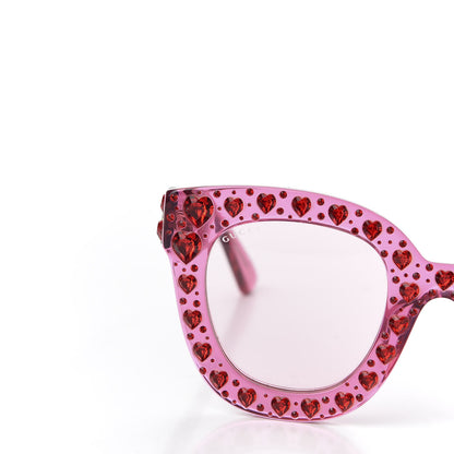Gucci Acetate Crystal Heart GG0116S Sunglasses Fuchsia 7 of 8