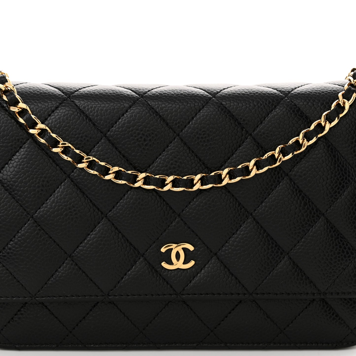 Caviar Quilted Wallet on Chain WOC Black