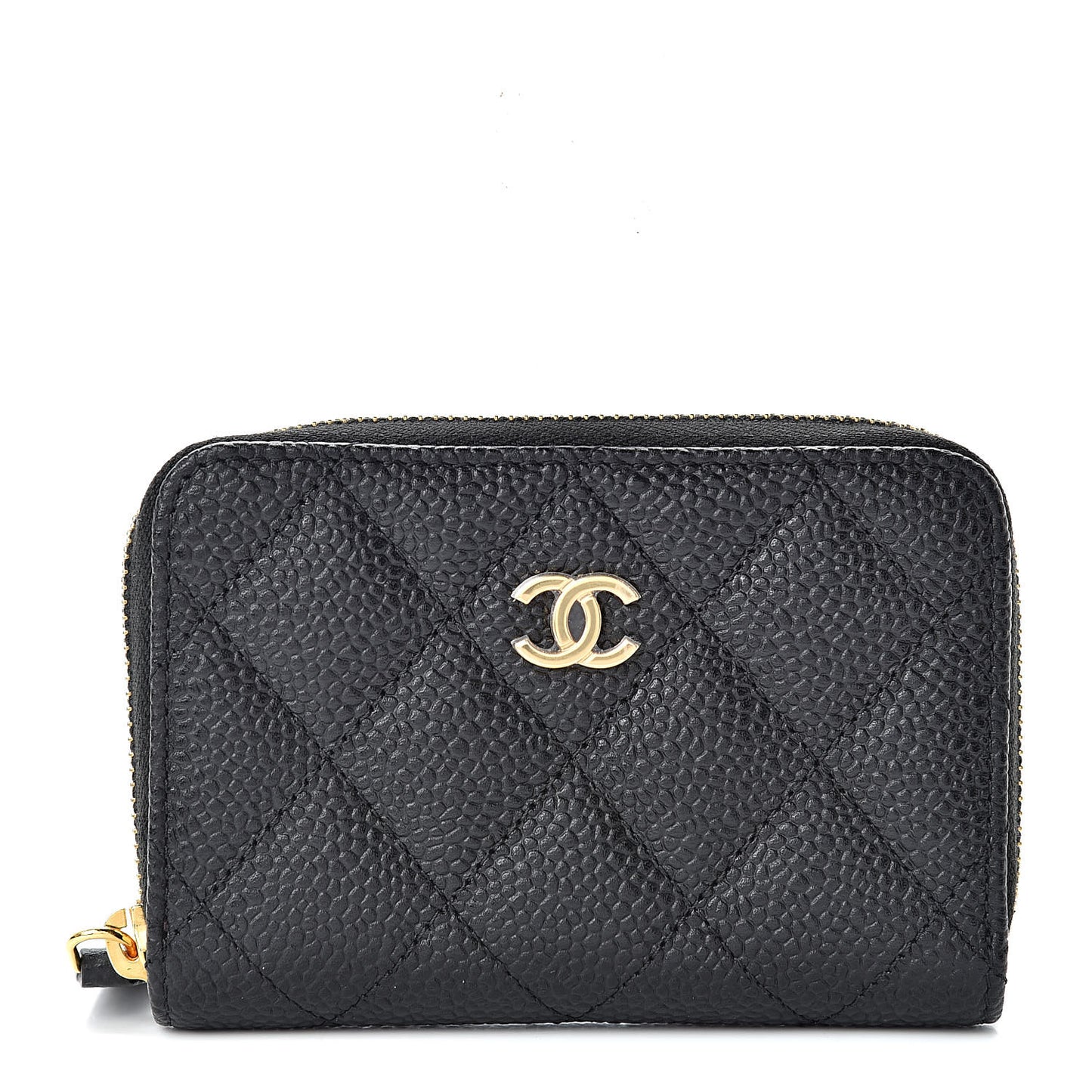 Caviar Quilted Zip Coin Purse Black