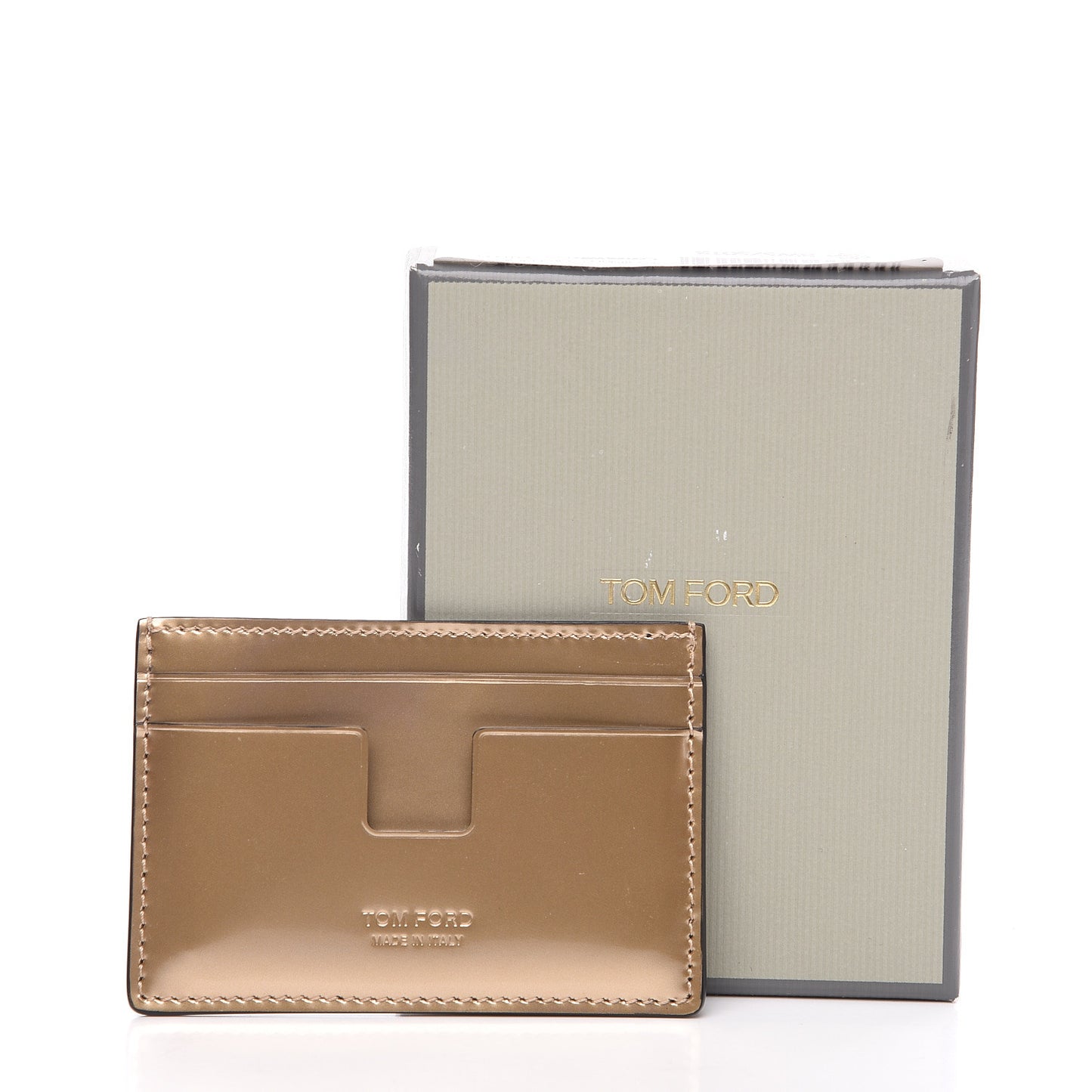 Metallic Calfskin Card Holder Gold