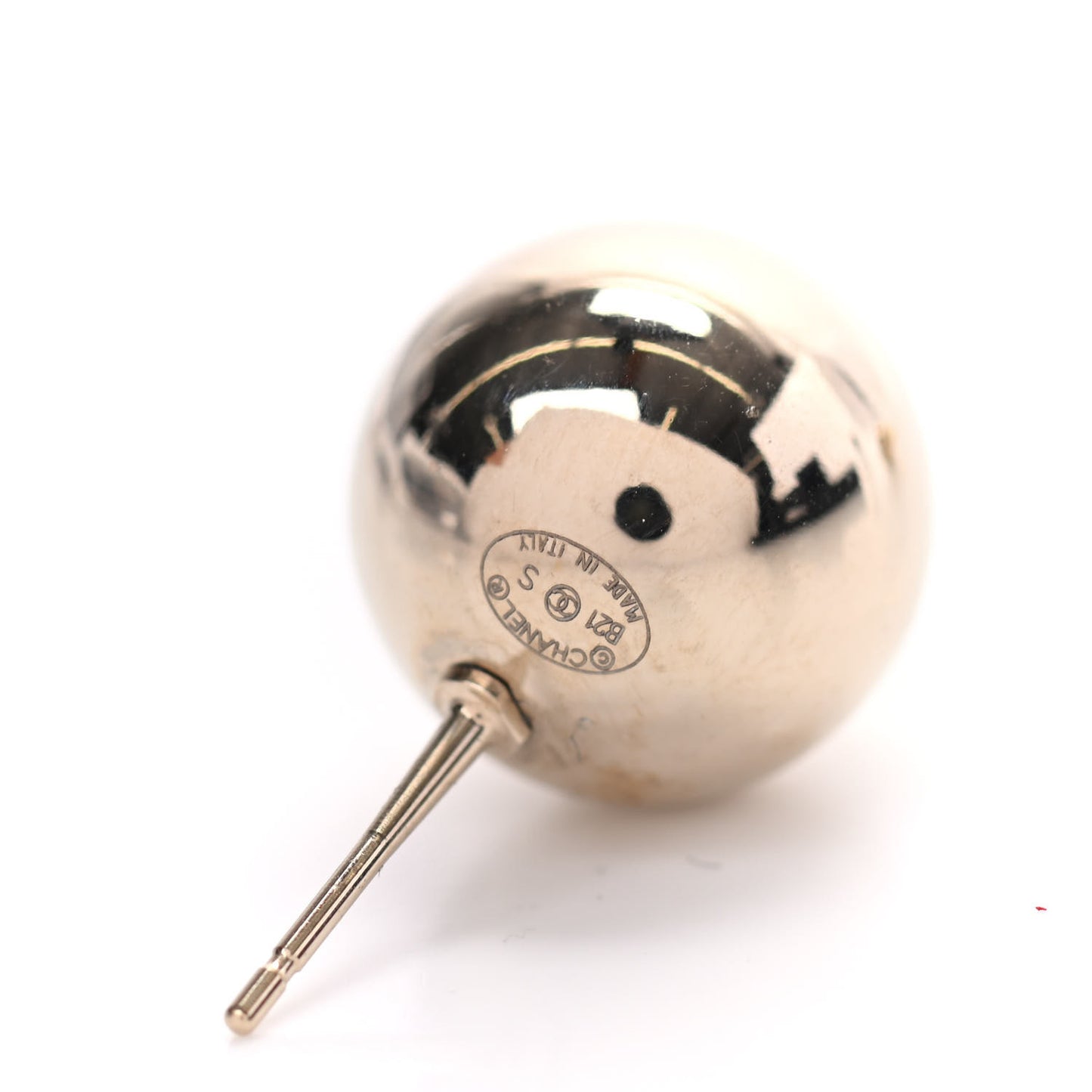 Metal Bead CC Stud Earrings Gold