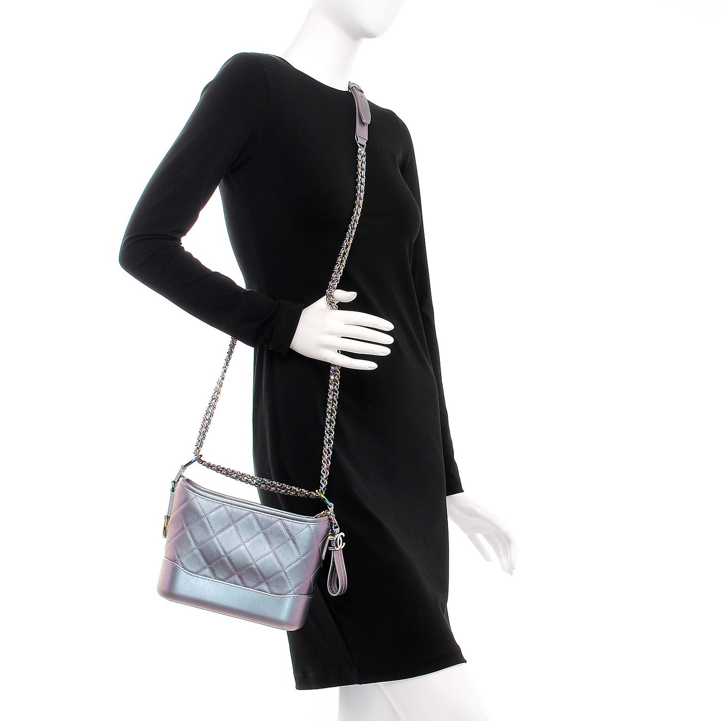 Iridescent Lambskin Calfskin Quilted Small Gabrielle Hobo Light Purple