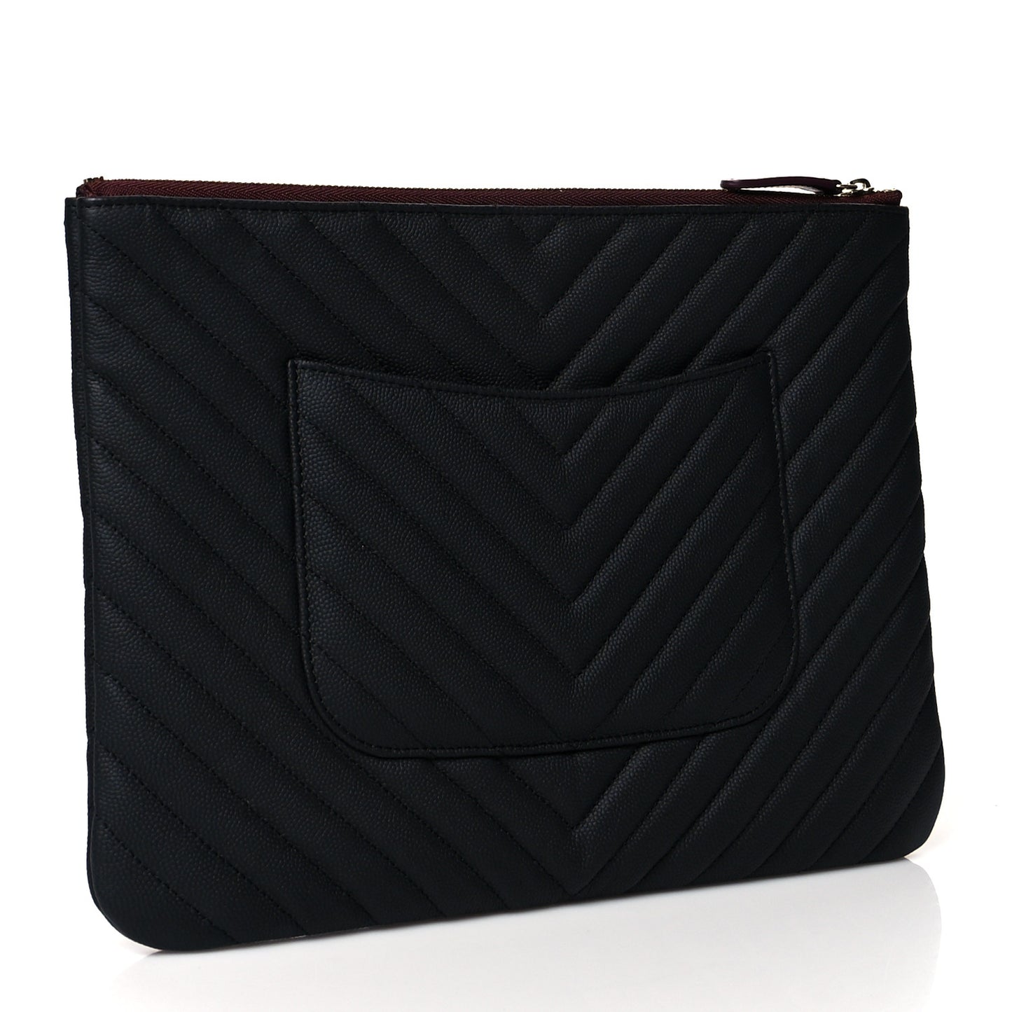 Caviar Chevron Quilted Medium Cosmetic Case Black