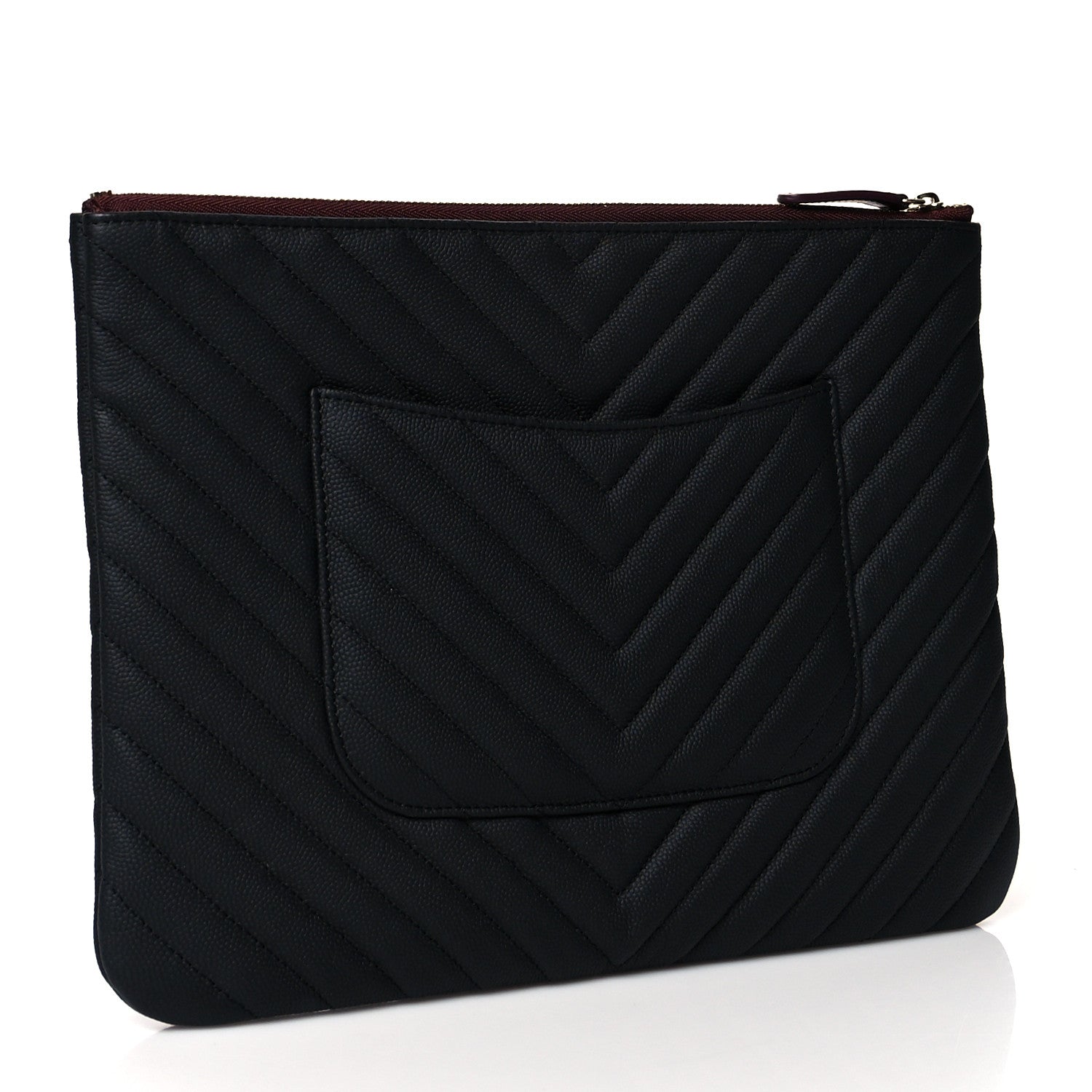 Chanel Caviar Chevron Quilted Medium Cosmetic Case Black 3 of 8