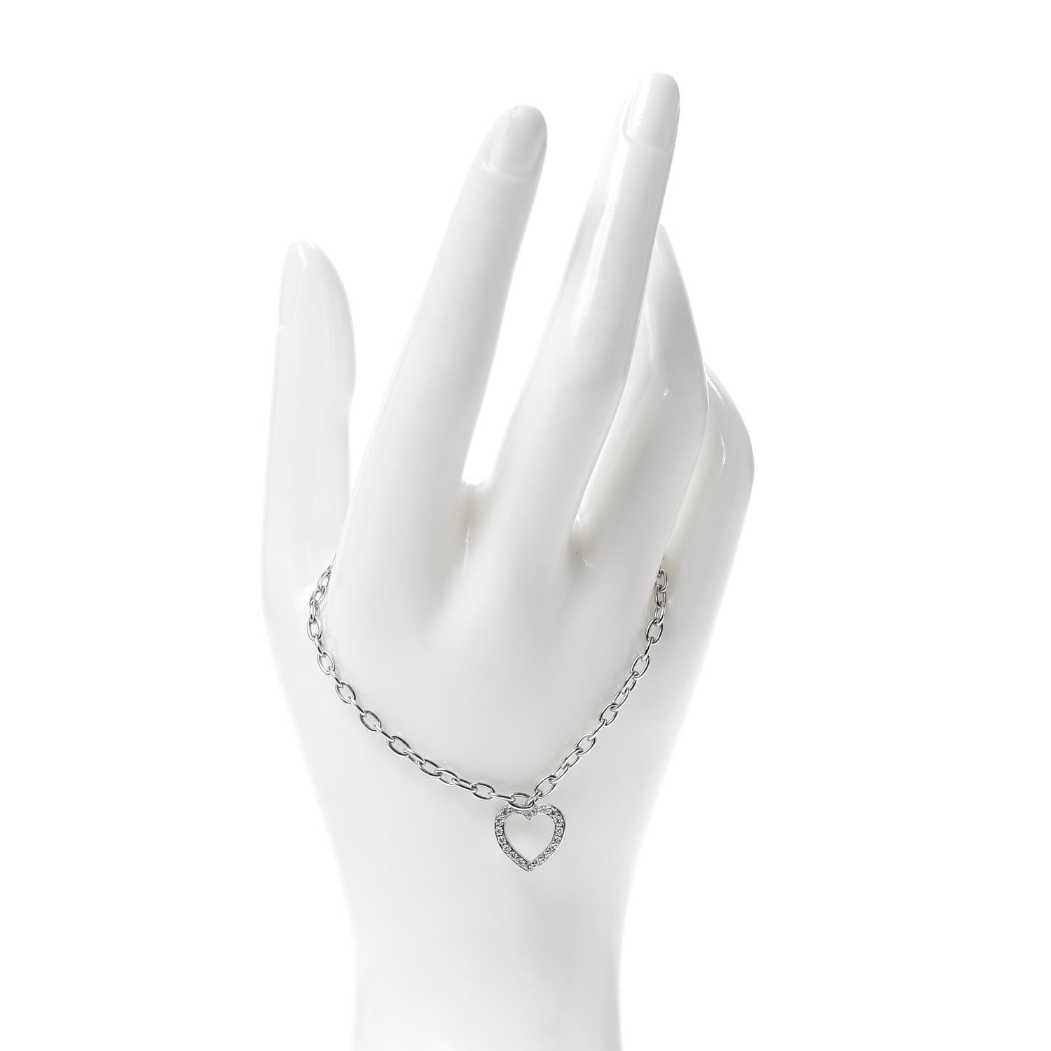 Tiffany Platinum Diamond Heart Charm Bracelet 2 of 5