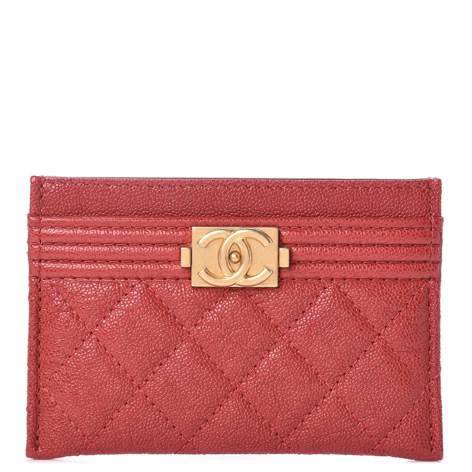 Chanel Caviar Quilted Boy Card Holder Red 1 of 9