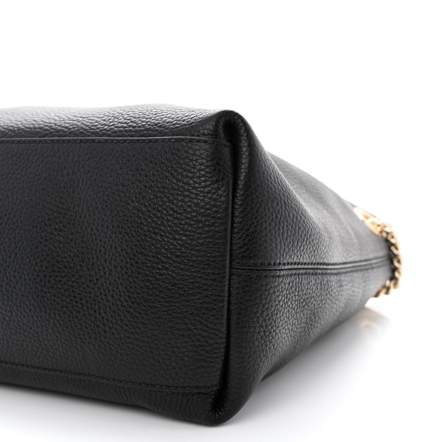 Pebbled Calfskin Medium Soho Chain Shoulder Bag Black