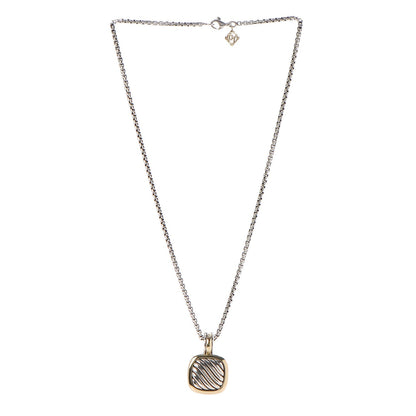 David Yurman Sterling Silver 18K Gold 21mm Carved Cable Enhancer Pendant Necklace 3 of 6