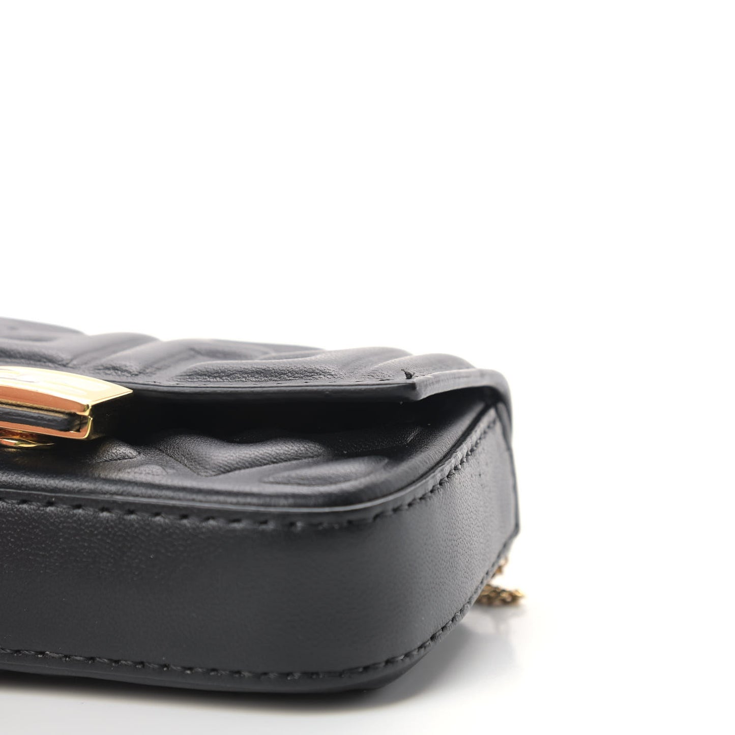 Nappa Matisse FF Embossed Nano Baguette Charm Black