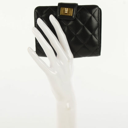 Chanel Lambskin Quilted Mademoiselle Compact Wallet Black 2 of 9