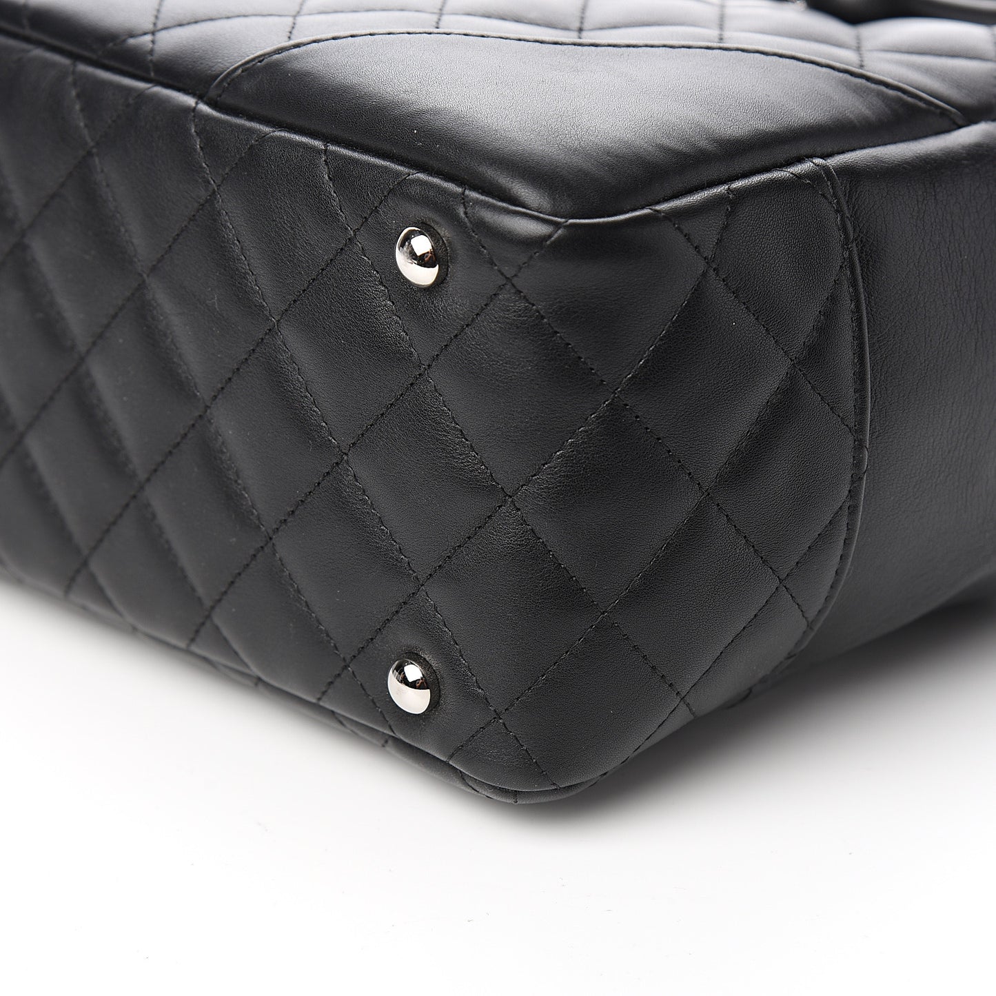 Calfskin Quilted Large Cambon Bowler Black White