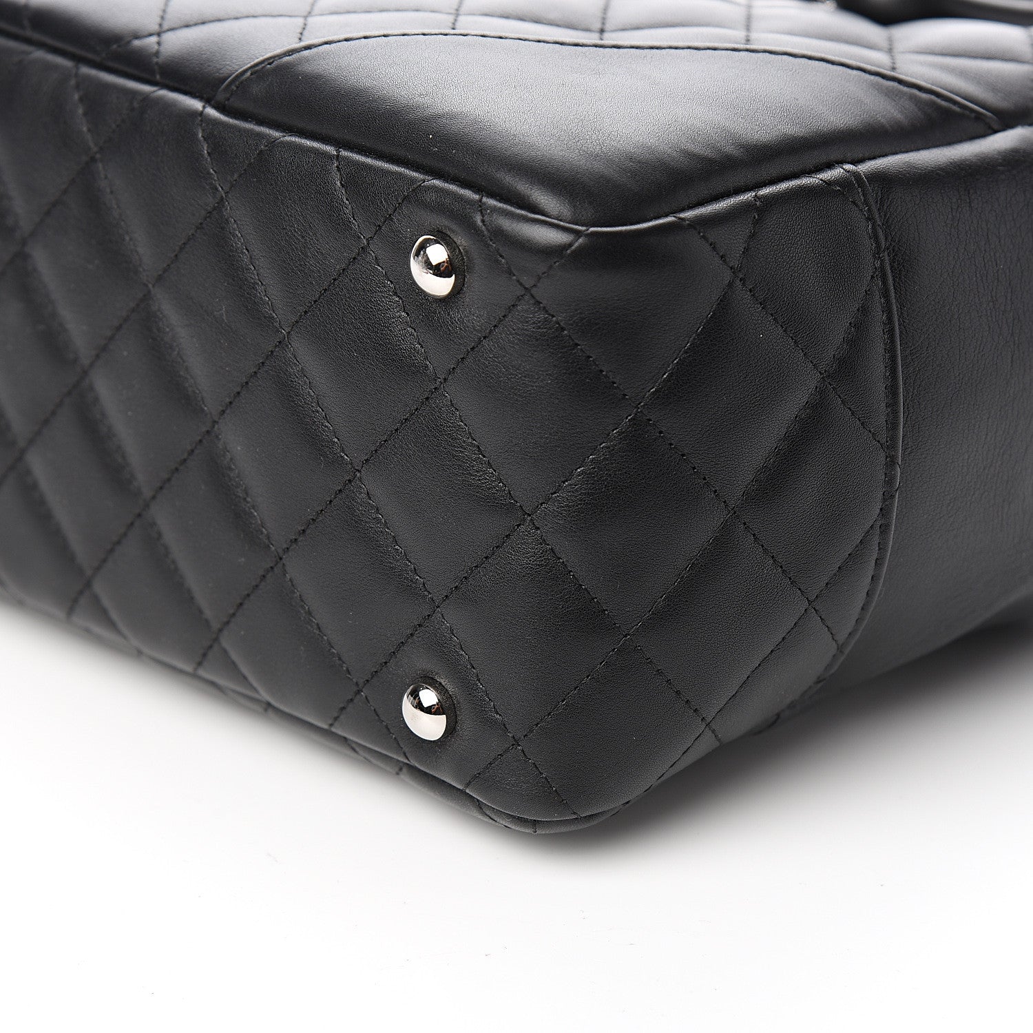 Chanel Calfskin Quilted Large Cambon Bowler Black White 9 of 10