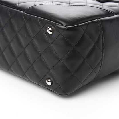 Chanel Calfskin Quilted Large Cambon Bowler Black White 9 of 10