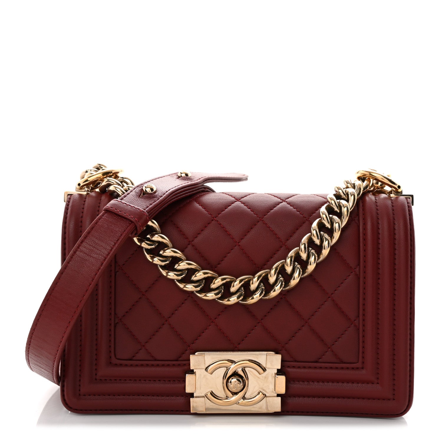 Chanel Lambskin Quilted Small Boy Flap Burgundy 1 of 12