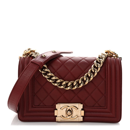 Chanel Lambskin Quilted Small Boy Flap Burgundy 1 of 12