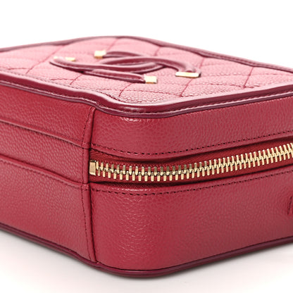 Chanel Caviar Quilted Small CC Filigree Vanity Case Burgundy 10 of 10