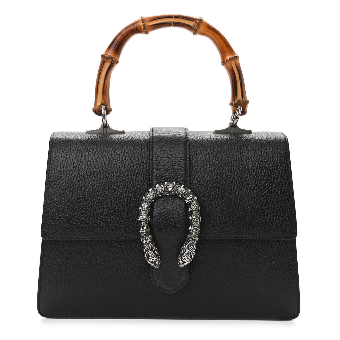 Dollar Calfskin Crystal Web Medium Dionysus Bamboo Top Handle Bag Black Black Diamond