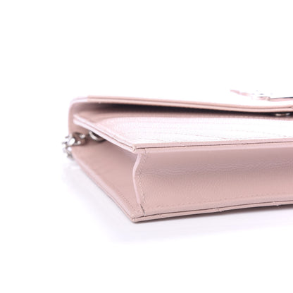 Saint Laurent Grain De Poudre Matelasse Chevron Monogram Envelope Chain Wallet Pale Pink 7 of 9