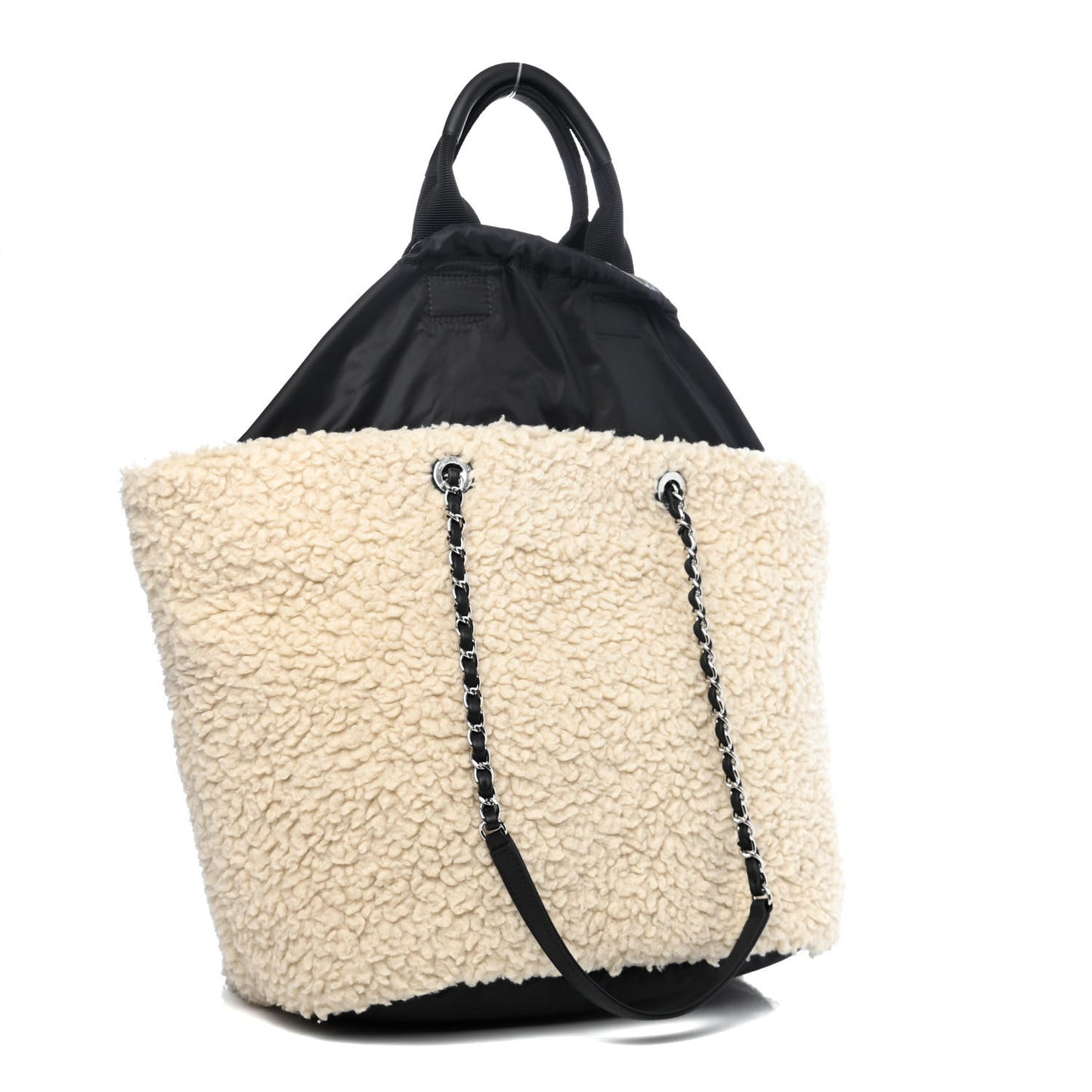 Wool Nylon Quilted Coco Neige Tote Black Ecru