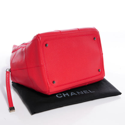 Chanel Caviar Square Stitched Tote Red 4 of 7