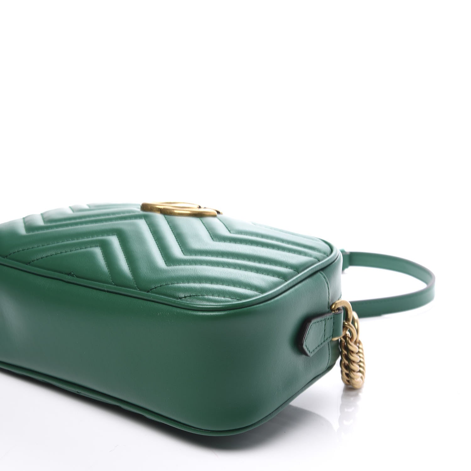 Gucci Calfskin Matelasse Small GG Marmont Chain Shoulder Bag Emerald Green 6 of 11