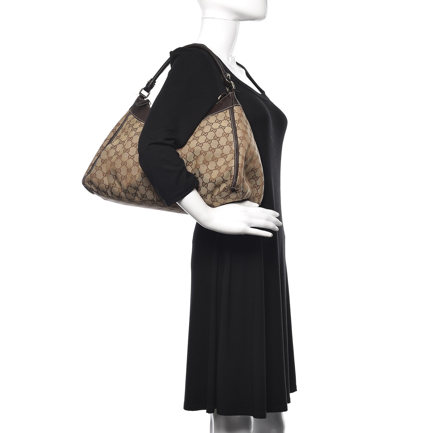 Gucci Monogram Large D Gold Hobo Dark Brown 2 of 17