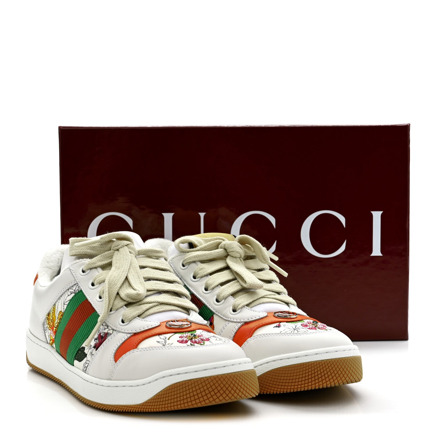 Gucci Sepang Flora Faded Canvas Web Womens Screener Sneakers 38.5