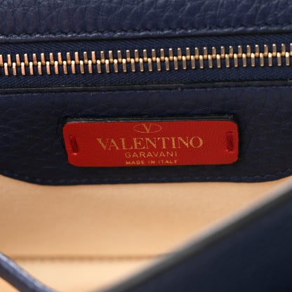 Valentino Garavani Pebbled Calfskin Rockstud Flip Lock Top Handle Bag Blue 6 of 9