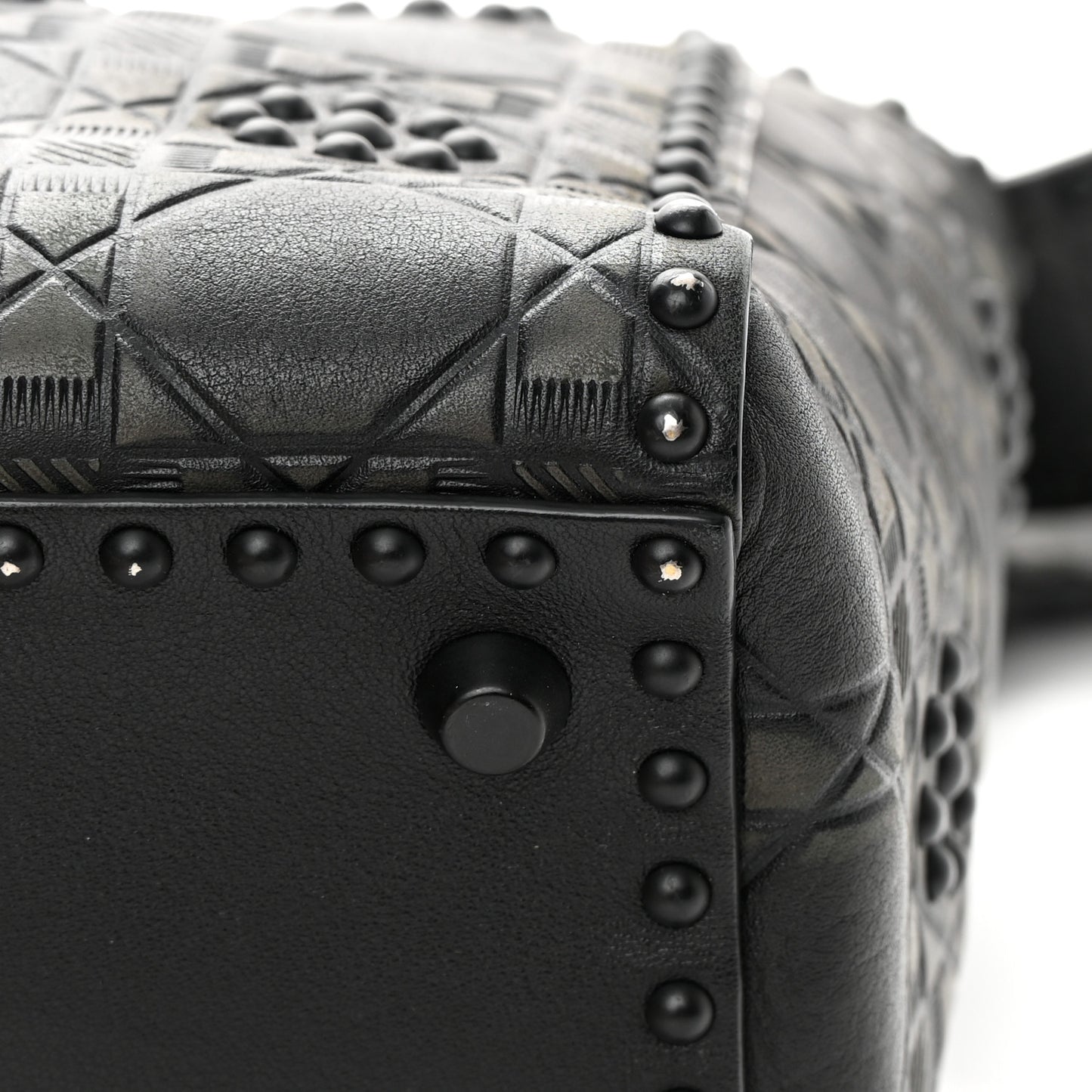 Calfskin Cannage Embossed Studded Medium Supple Lady Dior Black