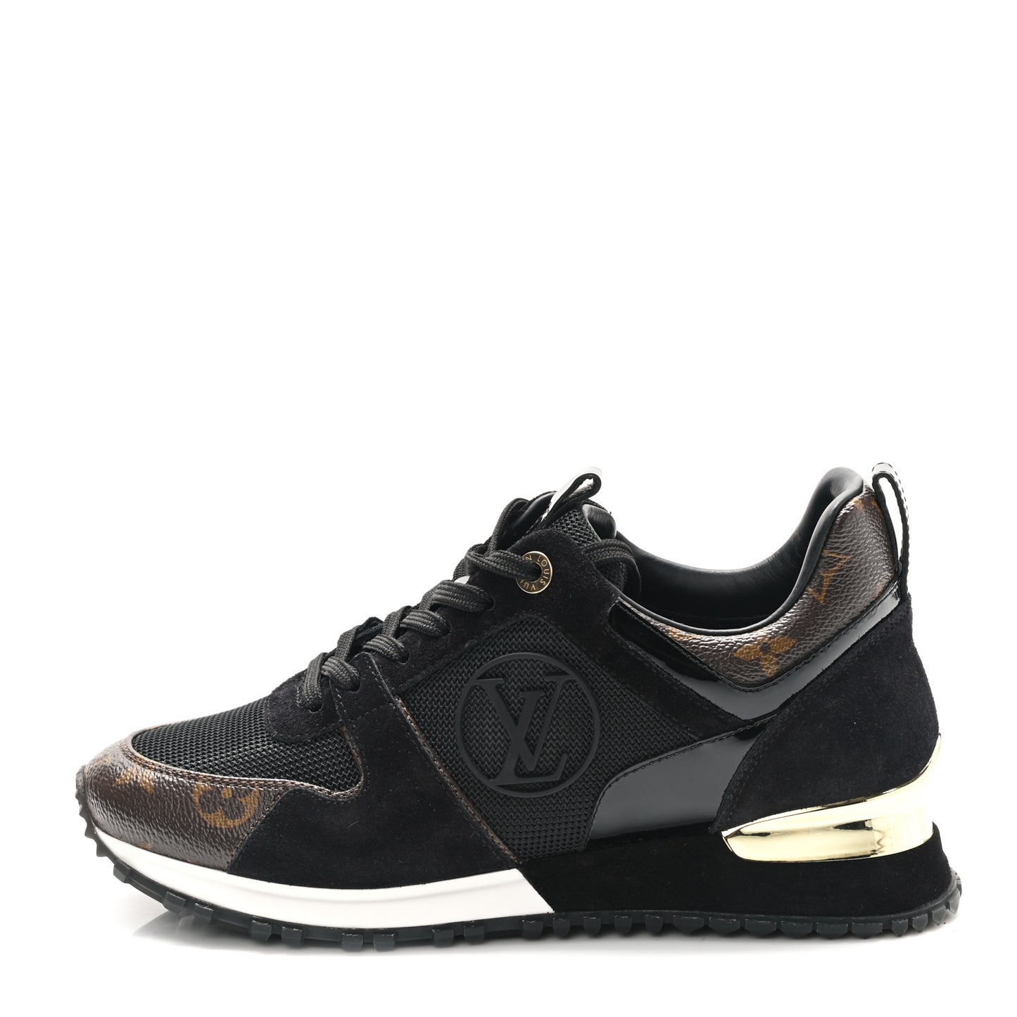 Suede Monogram Run Away Sneakers 37 Black