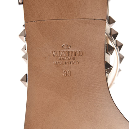 Valentino Garavani Metallic Nappa Rockstud Slingback Flat Thong Sandals 39 Skin 6 of 7