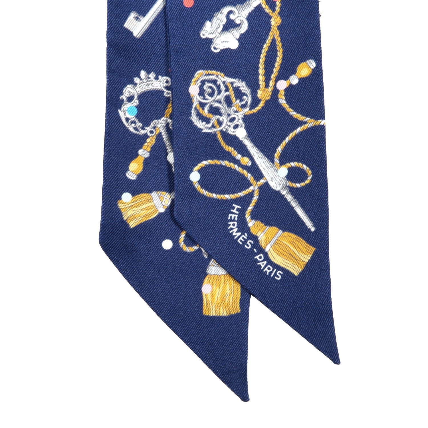 Hermes Silk Les Cles A Pois Twilly Marine Gris Argent 3 of 4