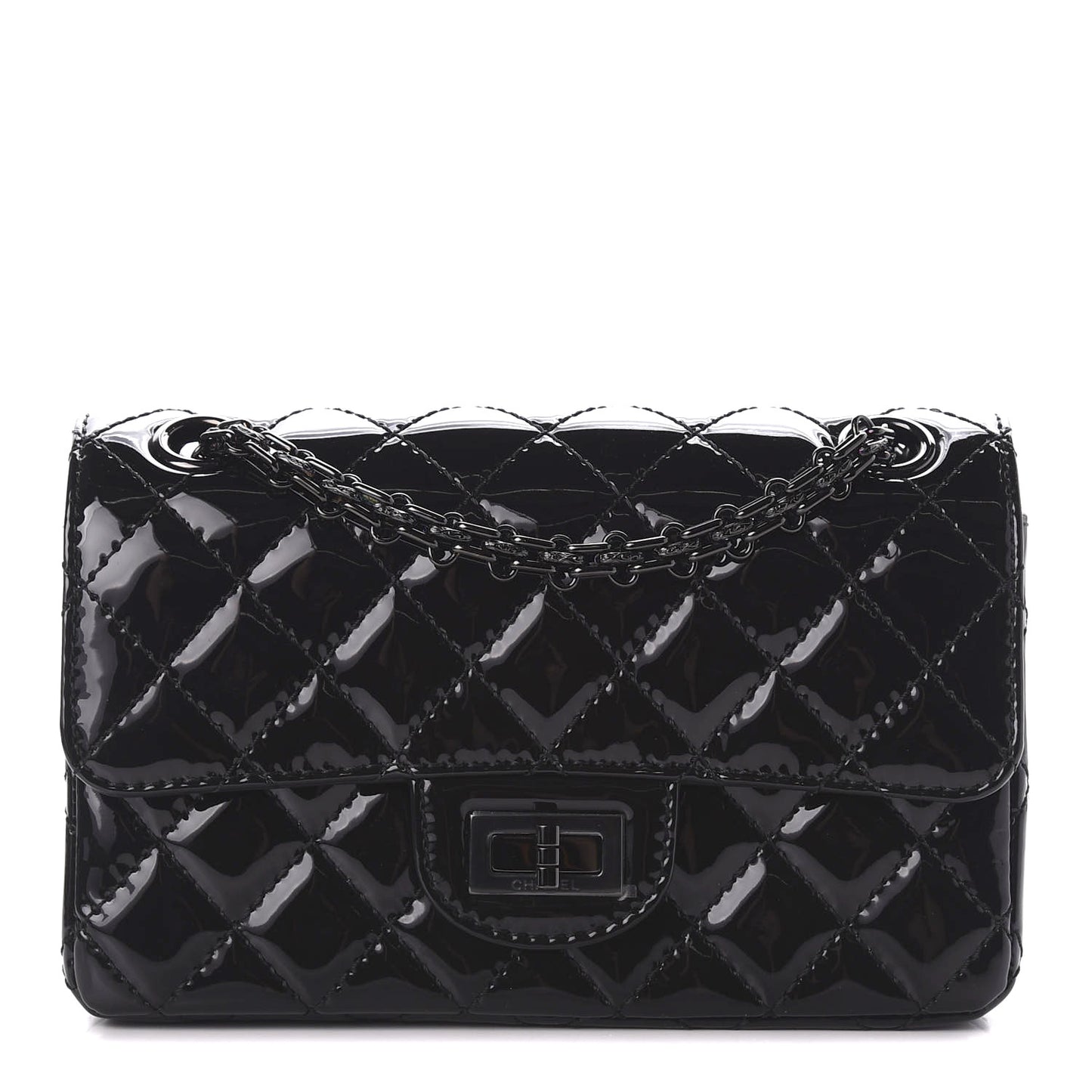 Patent Calfskin Quilted 2.55 Reissue Mini Flap So Black