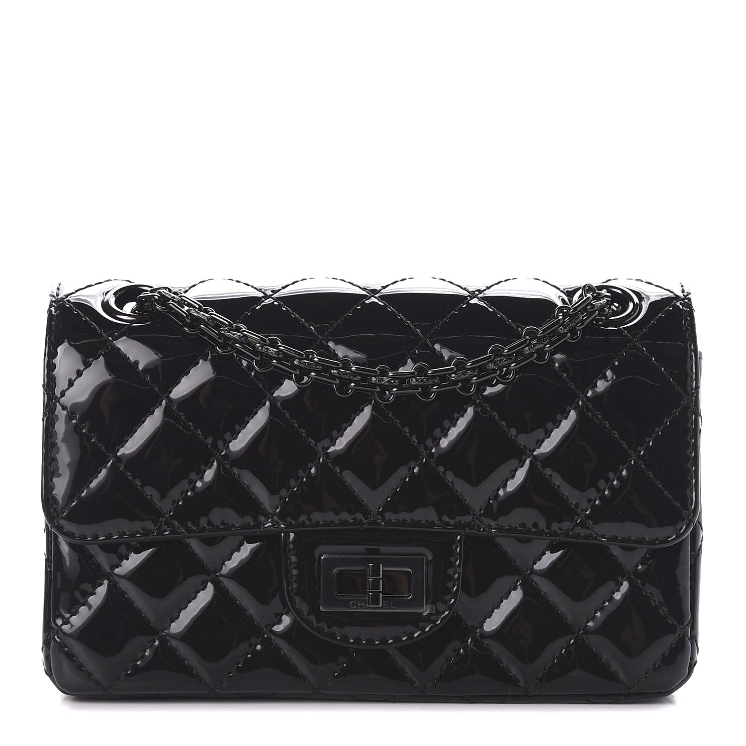Chanel Patent Calfskin Quilted 2.55 Reissue Mini Flap So Black 1 of 11