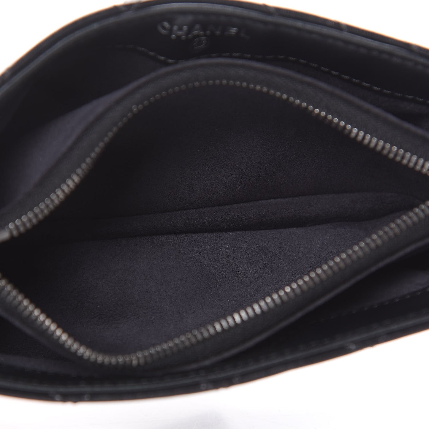 Glazed Calfskin Quilted Mini Phone Holder Clutch Black