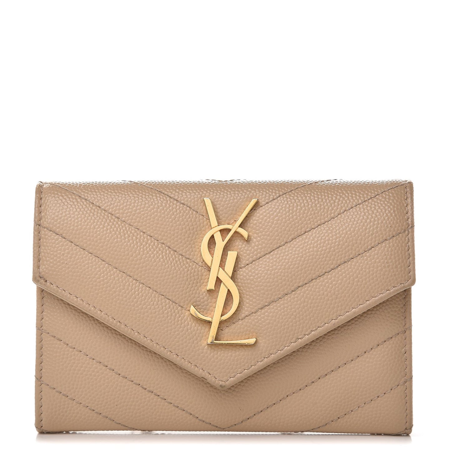 Grain De Poudre Matelasse Chevron Small Monogram Envelope Wallet Nude Powder