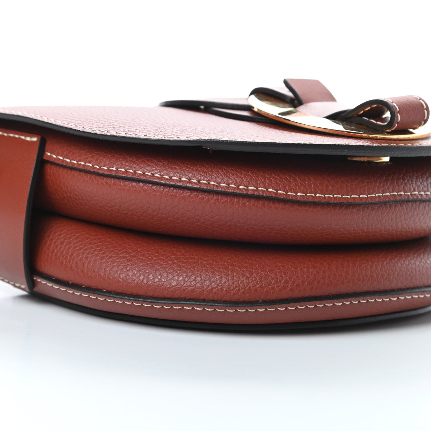 Grained Calfskin Small Darryl Saddle Crossbody Bag Sepia Brown