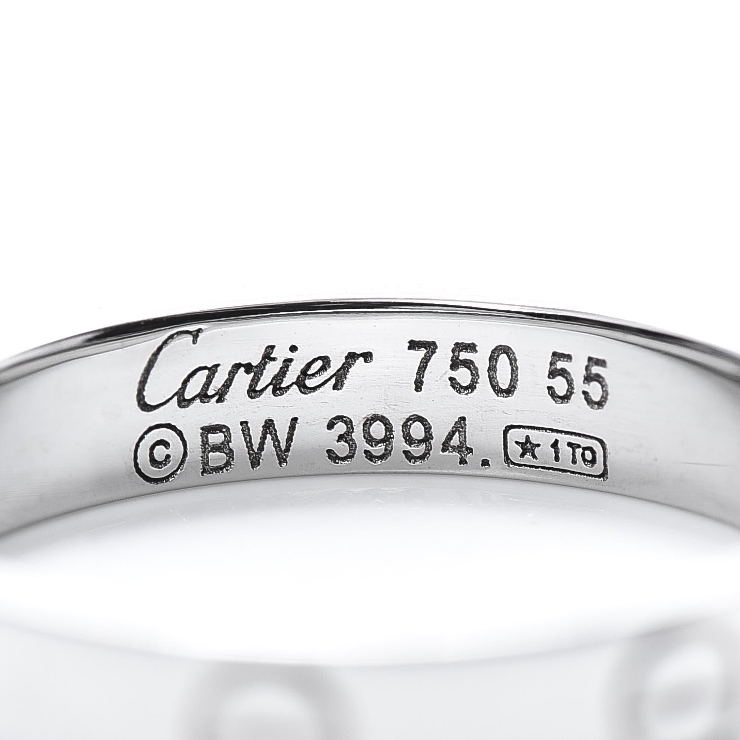 Cartier 18K White Gold 3.5mm LOVE Wedding Band Ring 55 7.25 4 of 4