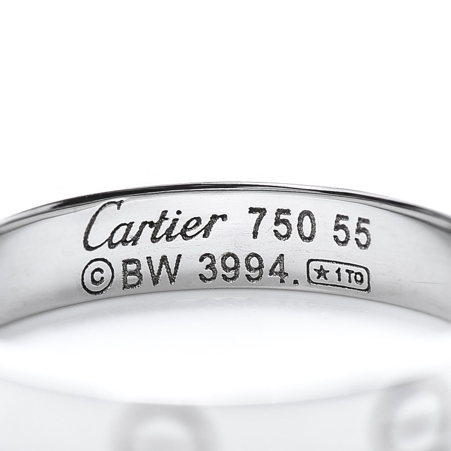 18K White Gold 3.5mm LOVE Wedding Band Ring 55 7.25
