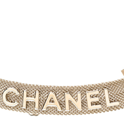 Chanel Mesh Ribbon Choker Necklace Gold 3 of 4