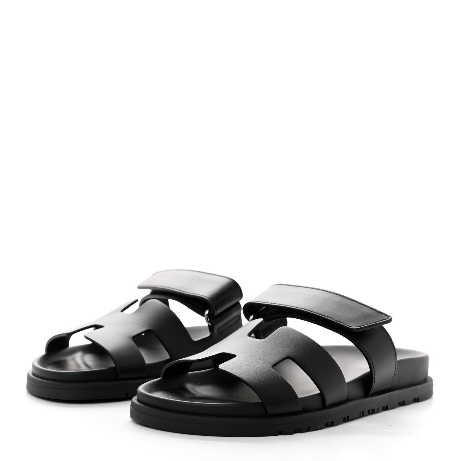 Hermes Calfskin Womens Chypre Sandals 37 Black 3 of 10