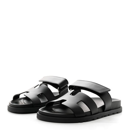 Hermes Calfskin Womens Chypre Sandals 37 Black 3 of 10