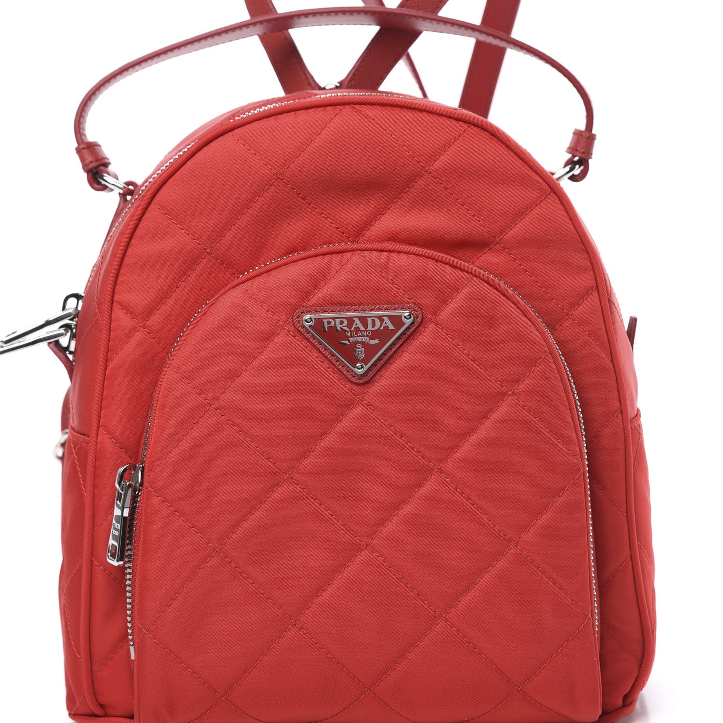 Nylon Tessuto Impuntu Quilted Backpack Rosso