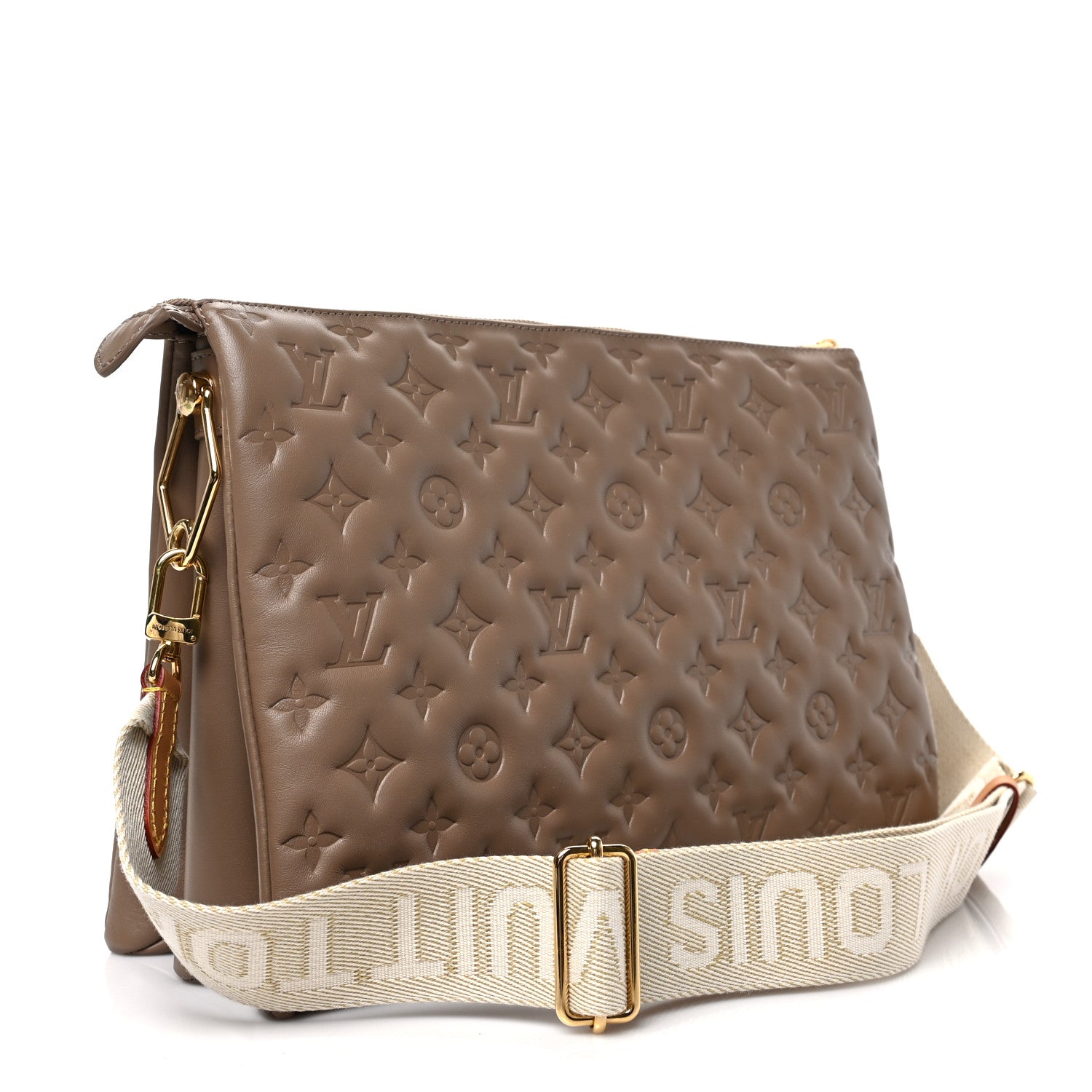 Louis Vuitton Lambskin Embossed Monogram Coussin MM Taupe 2 of 6