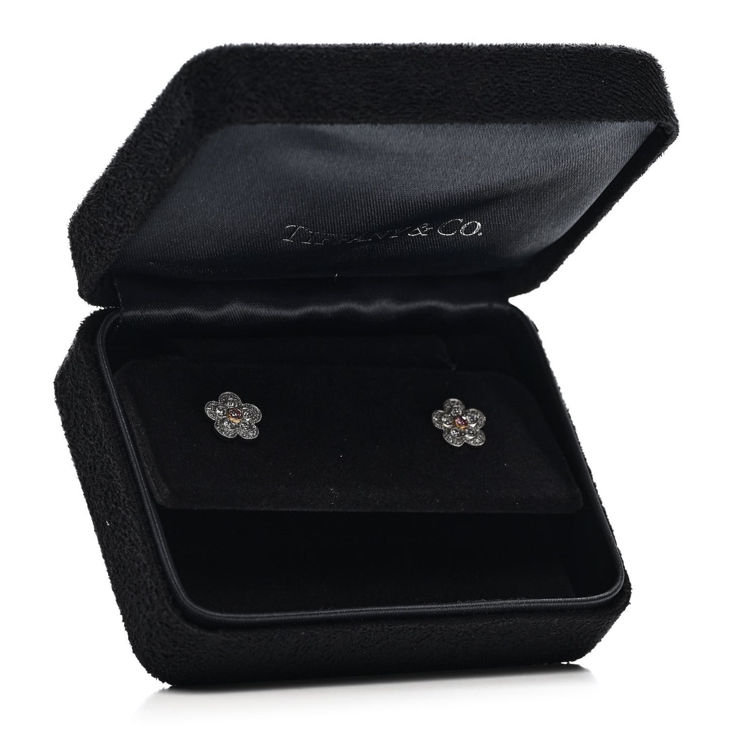Platinum 18K Rose Gold Pink Diamond Enchant Flower Earrings
