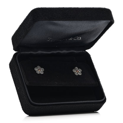 Tiffany Platinum 18K Rose Gold Pink Diamond Enchant Flower Earrings 6 of 6