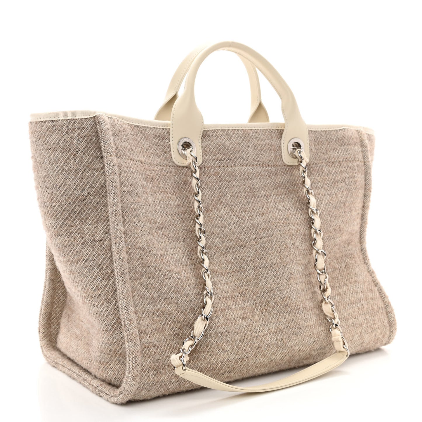 Mixed Fibers Calfskin Medium Deauville Tote Light Grey