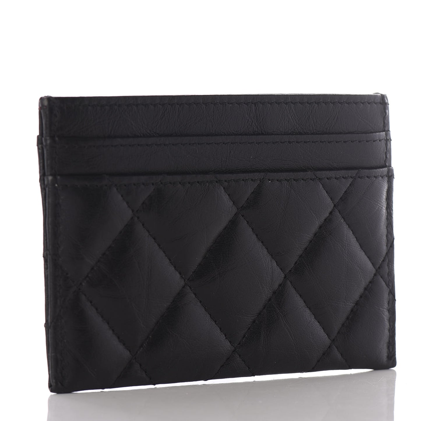Aged Calfskin Quilted Reissue Card Holder Black